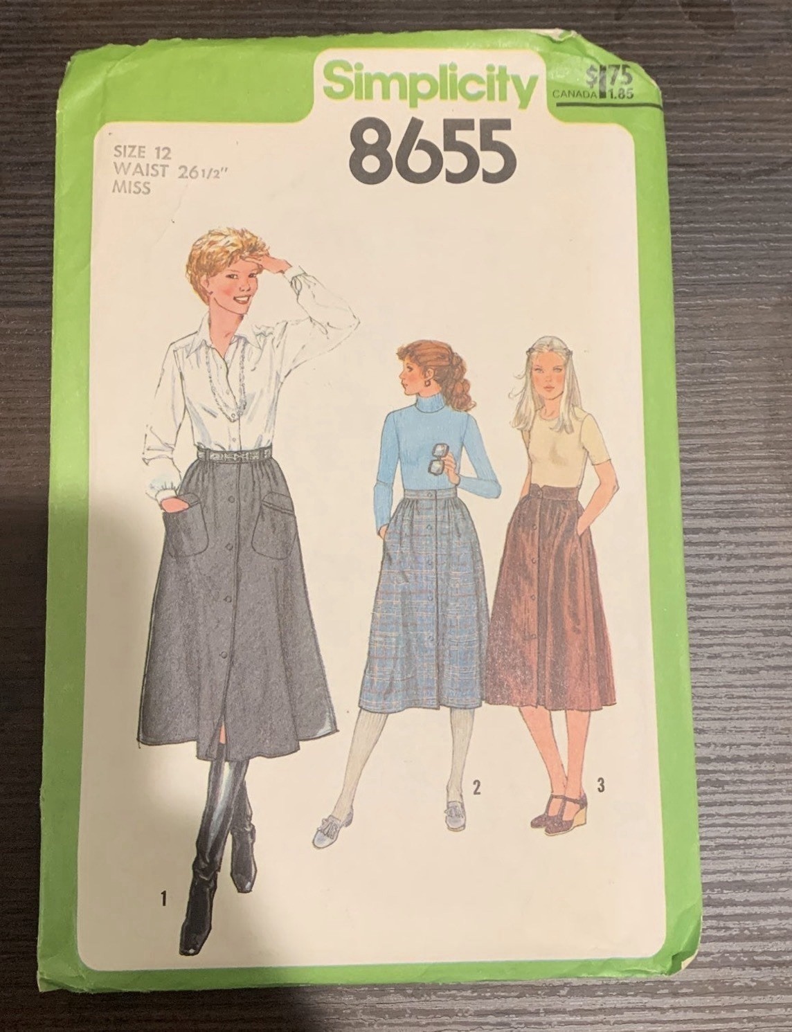 Vintage 1978 Simplicity 8655 Misses\' Skirt Sewing Pattern – Size 12