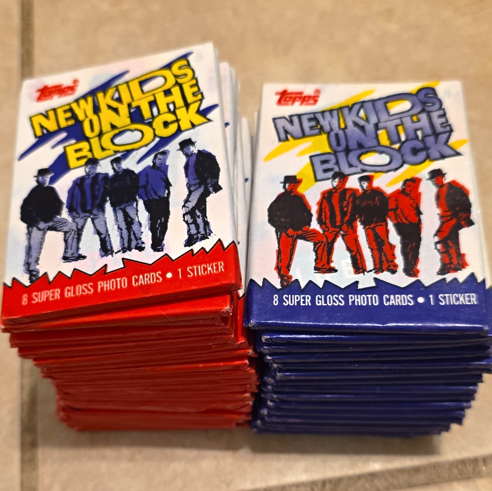 Topps New Kids on the Block Trading Card Packs Lot 35, 8 Cards + Sticker