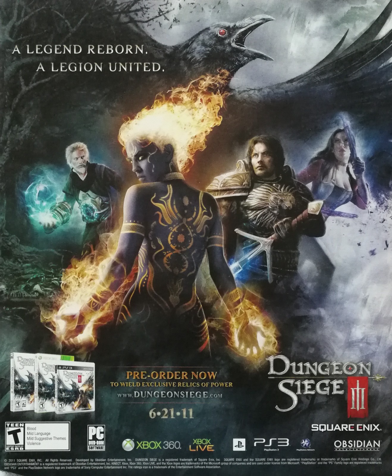 Dungeon Siege  2011 Video Game PS3 Xbox Full Page Color Ad