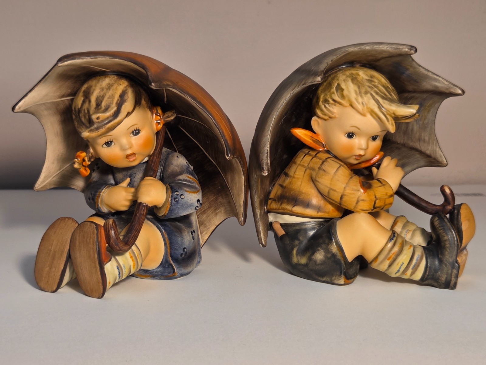 Vintage Goebel Hummel Umbrella boy & girl  152A/152B -  5 inch V  1957