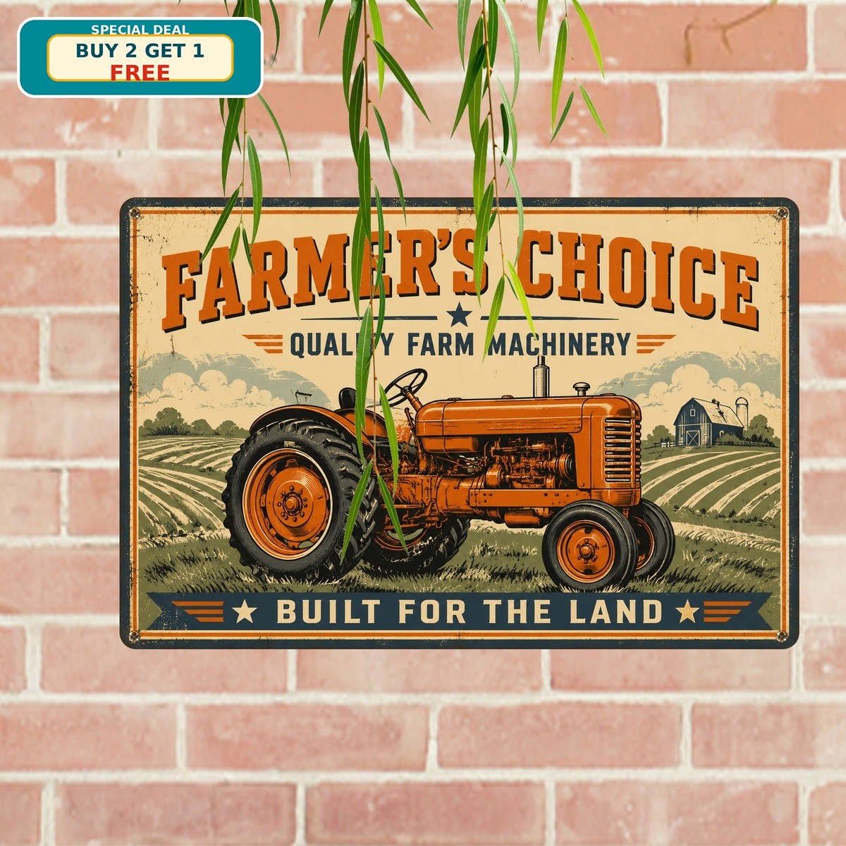Allis Chalmers Style Farm Tractor Metal Sign Vintage Wall Decor