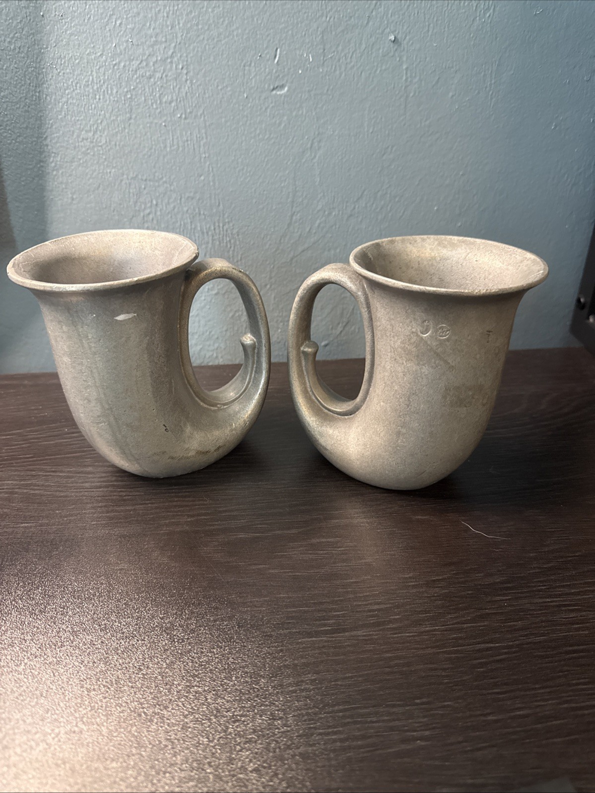 Pair Of Royal Wilton Pewter Vintage French Horn Shaped Mug 