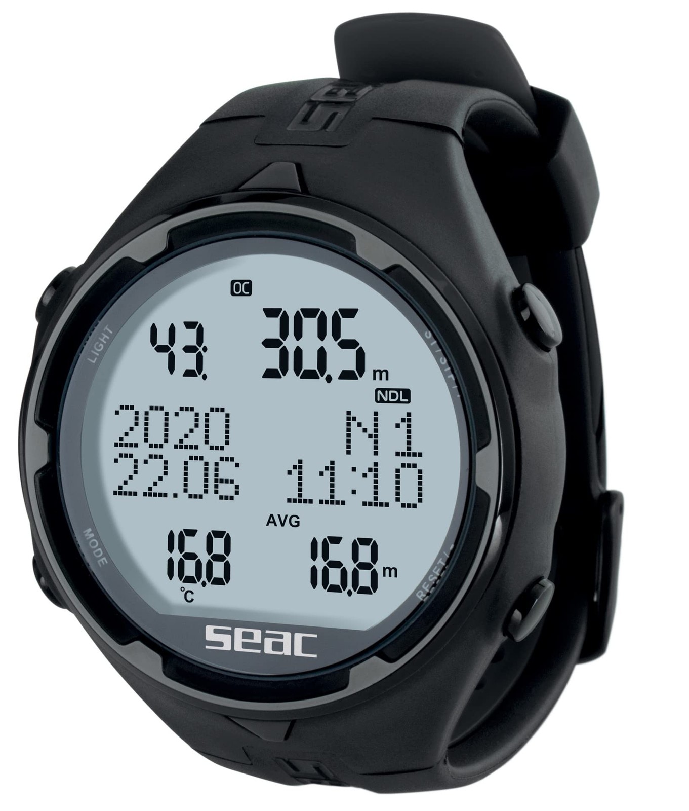 SEAC Action HR Dive Computer, Scuba & Freediving Modes, HR Black
