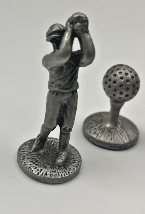 Golf Tic Tac Toe Pewter Figures   No Board. 10 Replacement Pieces.