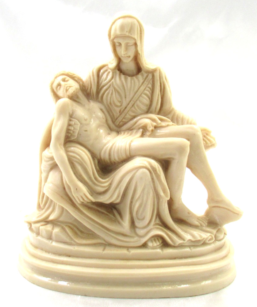 The Pieta Jesus Virgin Mary Resin Figurine A. Giannelli Signed Vintage