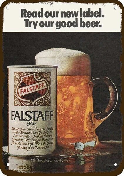 1969 FALSTAFF BEER Vintage-Look-Edge *** DECORATIVE REPLICA METAL SIGN *** 1969 FALSTAFF BEER Vintage-Look-Edge *** DECORATIVE REPLICA METAL SIGN ***