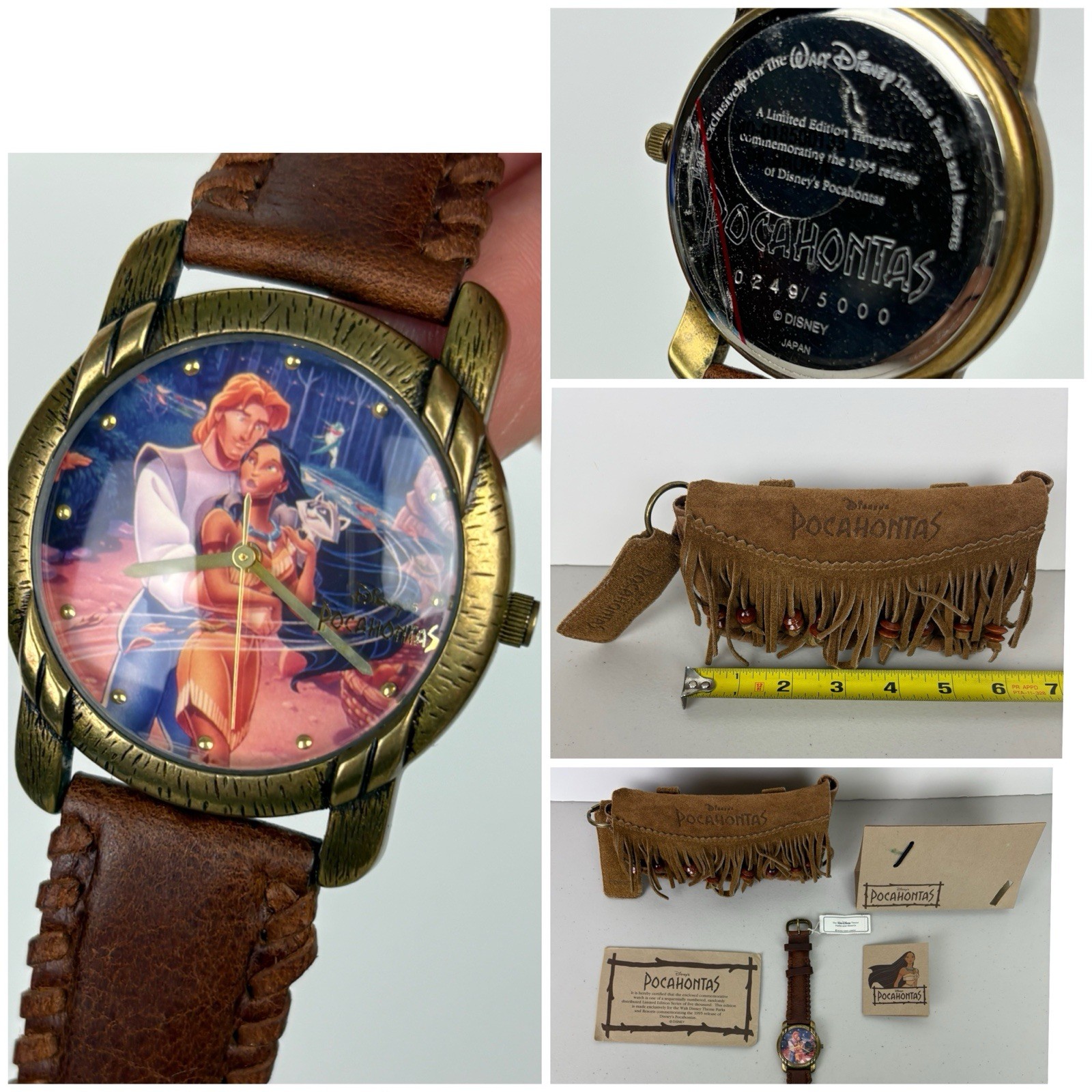 Vintage 1995 Disney Parks Pocahontas Watch Set Limited Edition Fringed Pouch