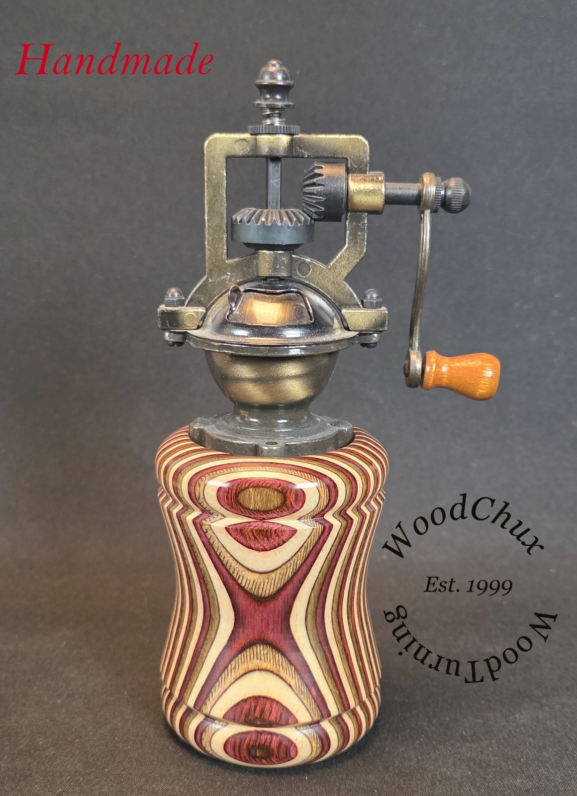 Pepper Mill Grinder Peppermill Spectraply Wood Wooden Handmade SEE VIDEO 1005