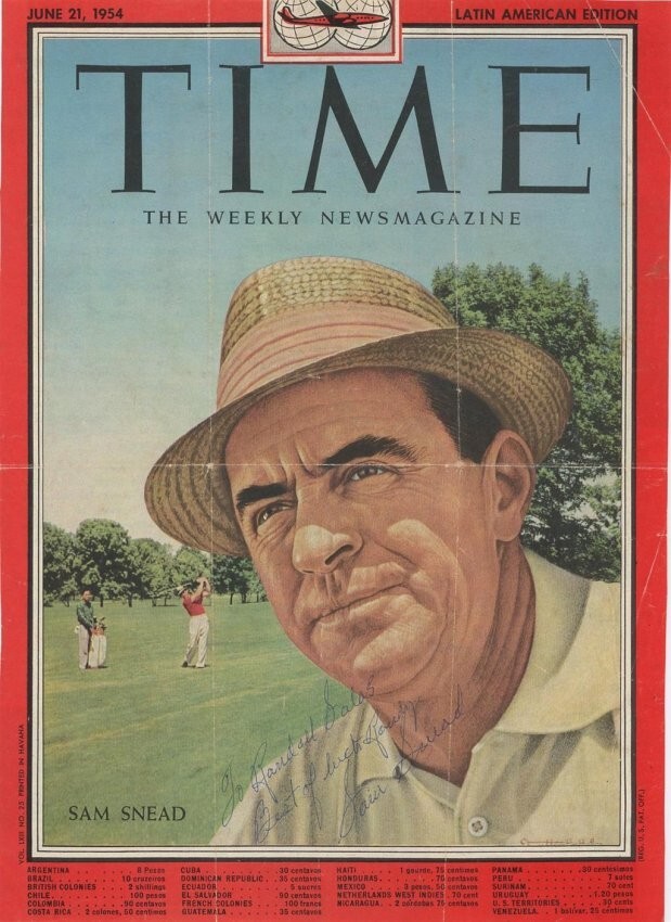 Sam Snead- Signed 1954 Time Magazine Cover Sam Snead- Signed 1954 Time Magazine Cover