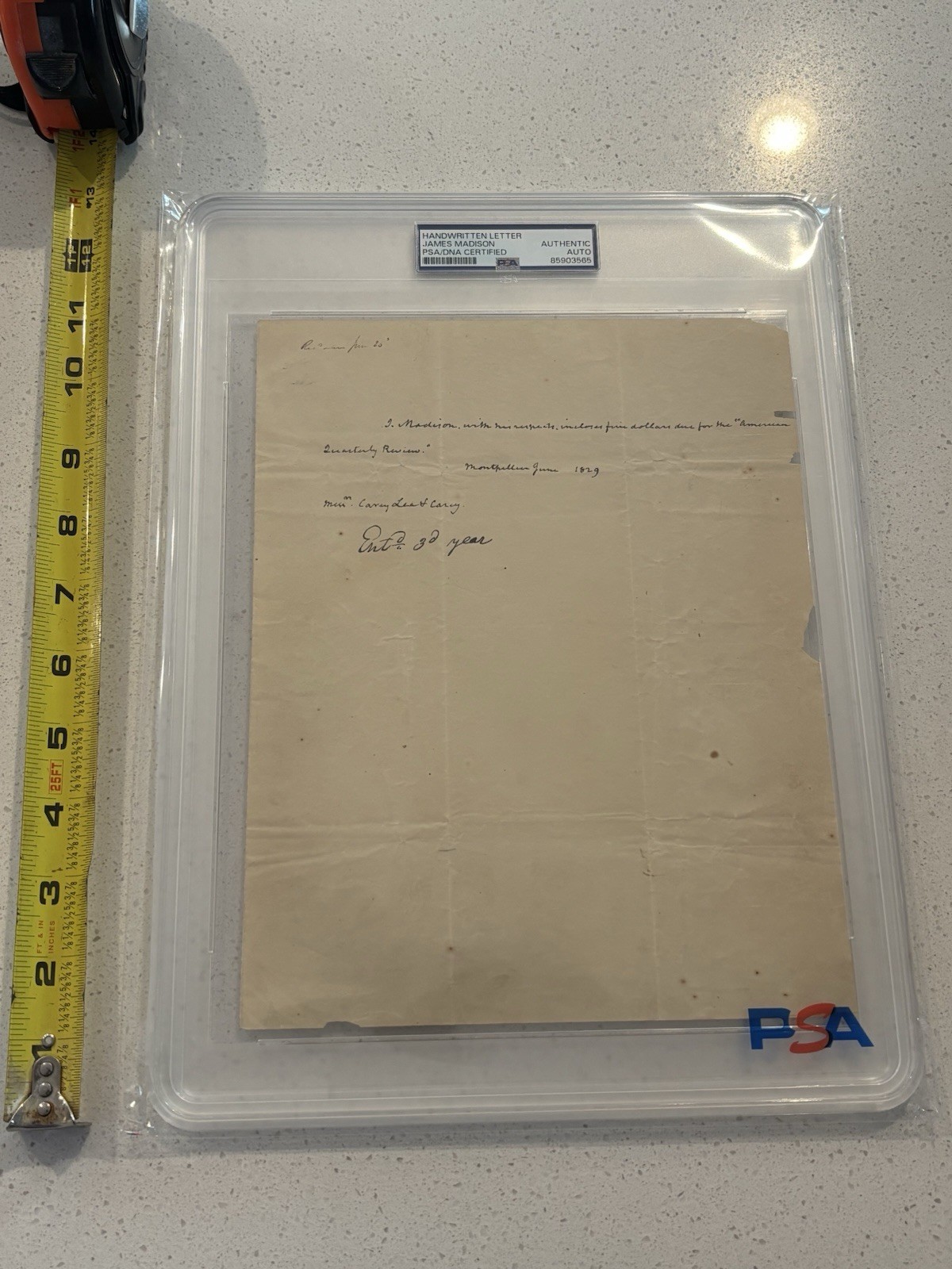 President James Madison AUTOGRAPH Signed Handwritten Letter PSA  Autographed