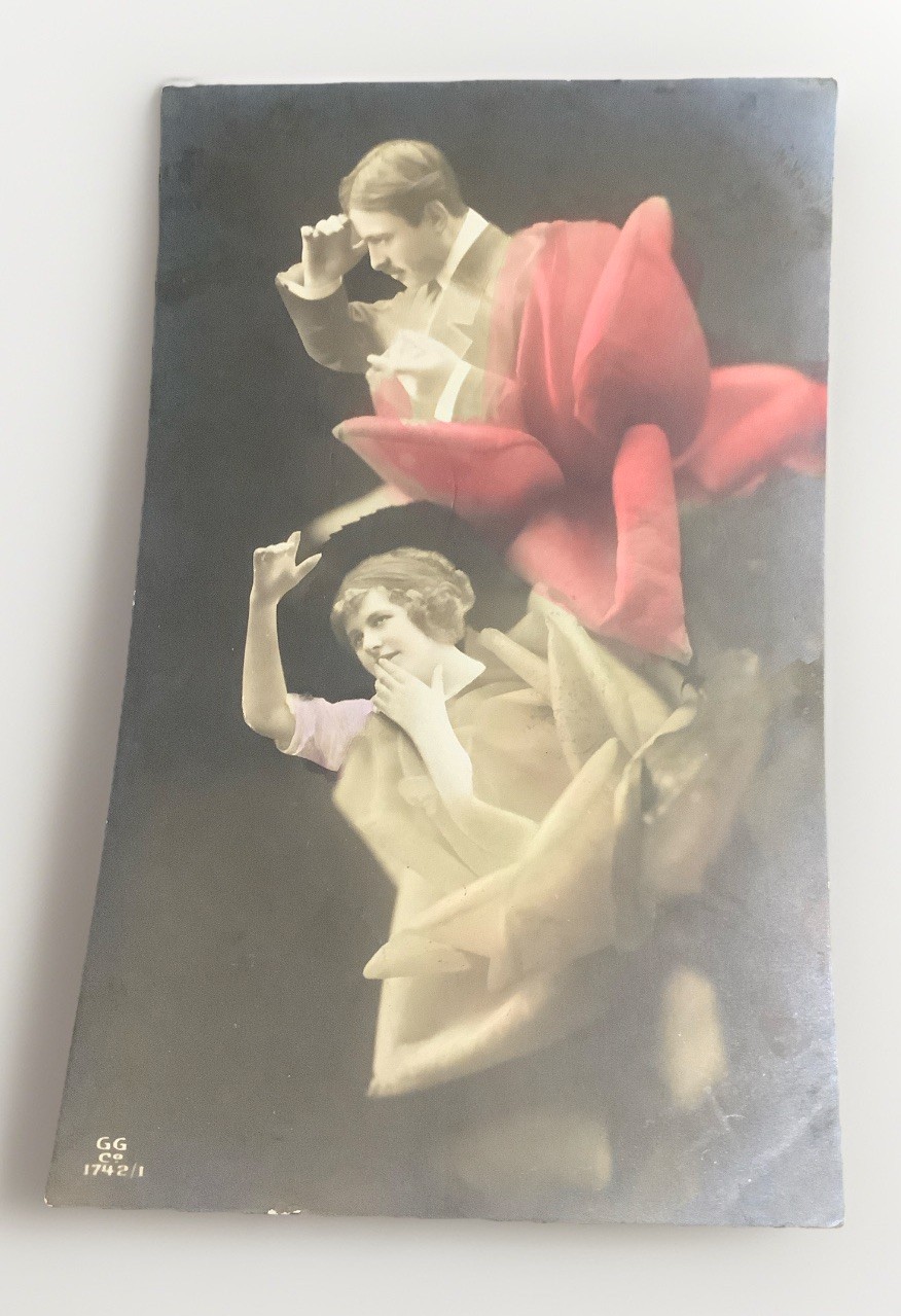 Antique RPPC Fantasy Vintage Postcard Surreal Oddity Unusual Rose Lovers