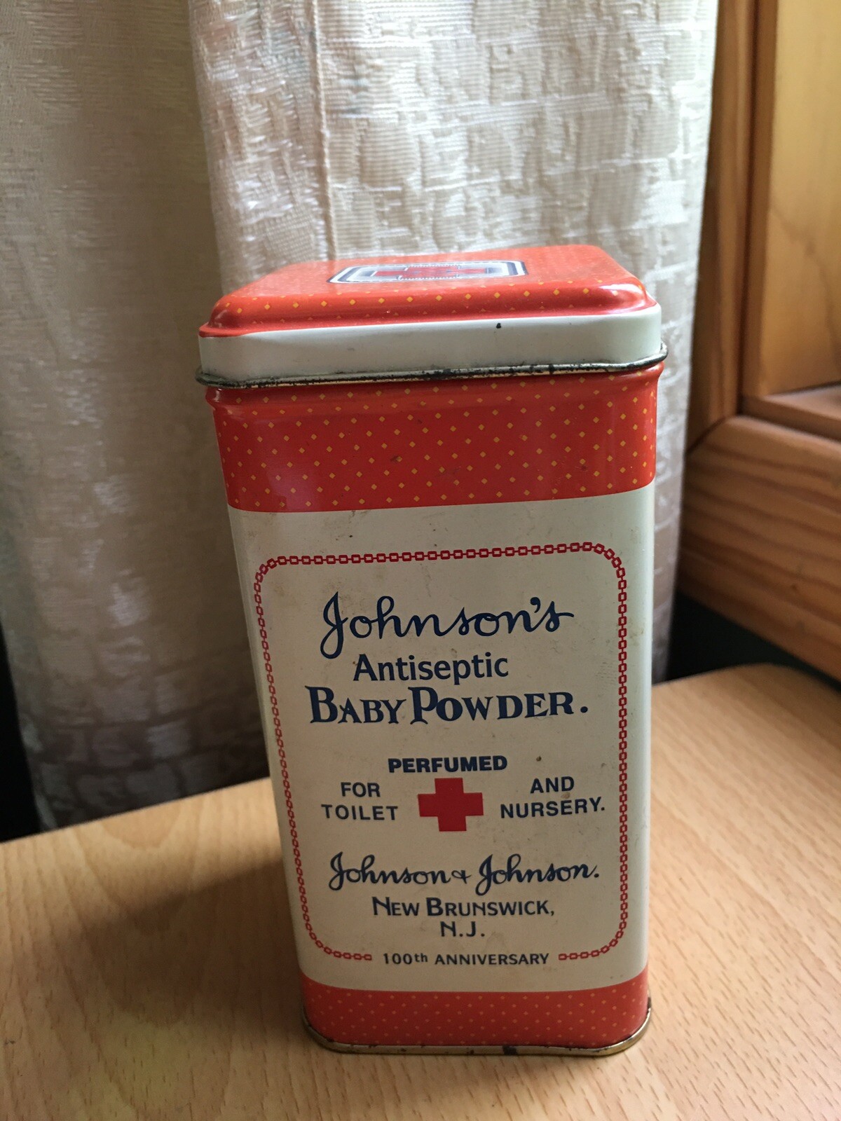Vintage Johnson's Antiseptic Baby Powder 100th Anniversary Tin 5.5 Vintage Johnson's Antiseptic Baby Powder 100th Anniversary Tin 5.5