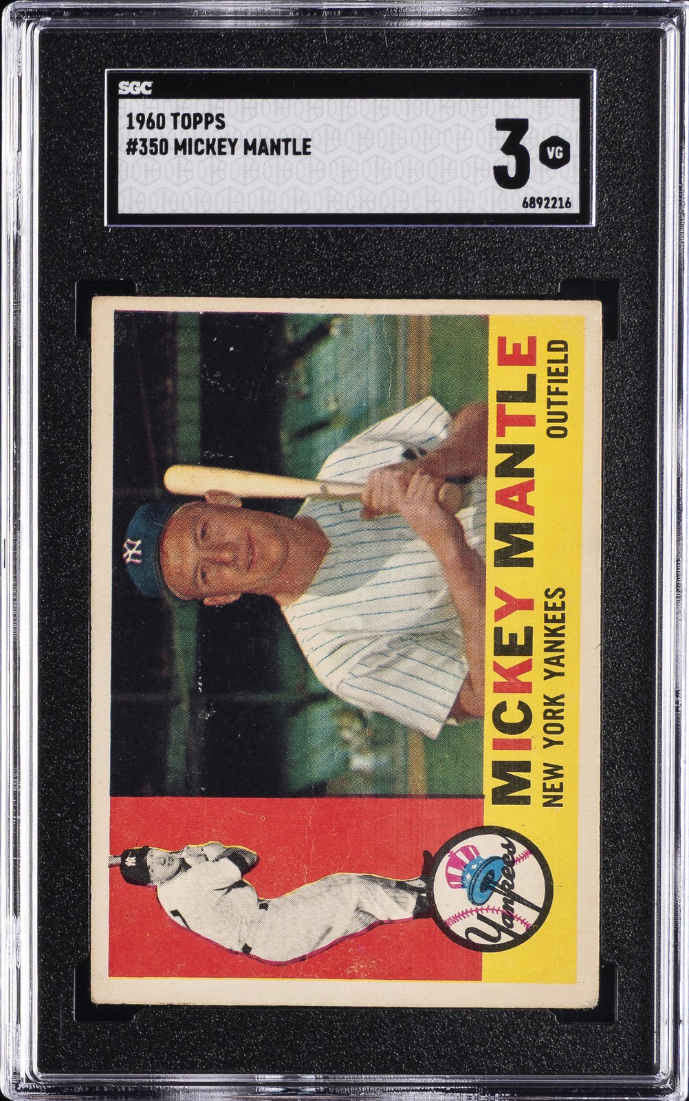 1960 TOPPS #350 MICKEY MANTLE SGC 3