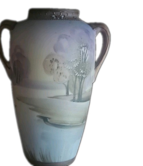Antique Hand Painted Nippon Japanese Vase Landscape 4.5 Antique Hand Painted Nippon Japanese Vase Landscape 4.5