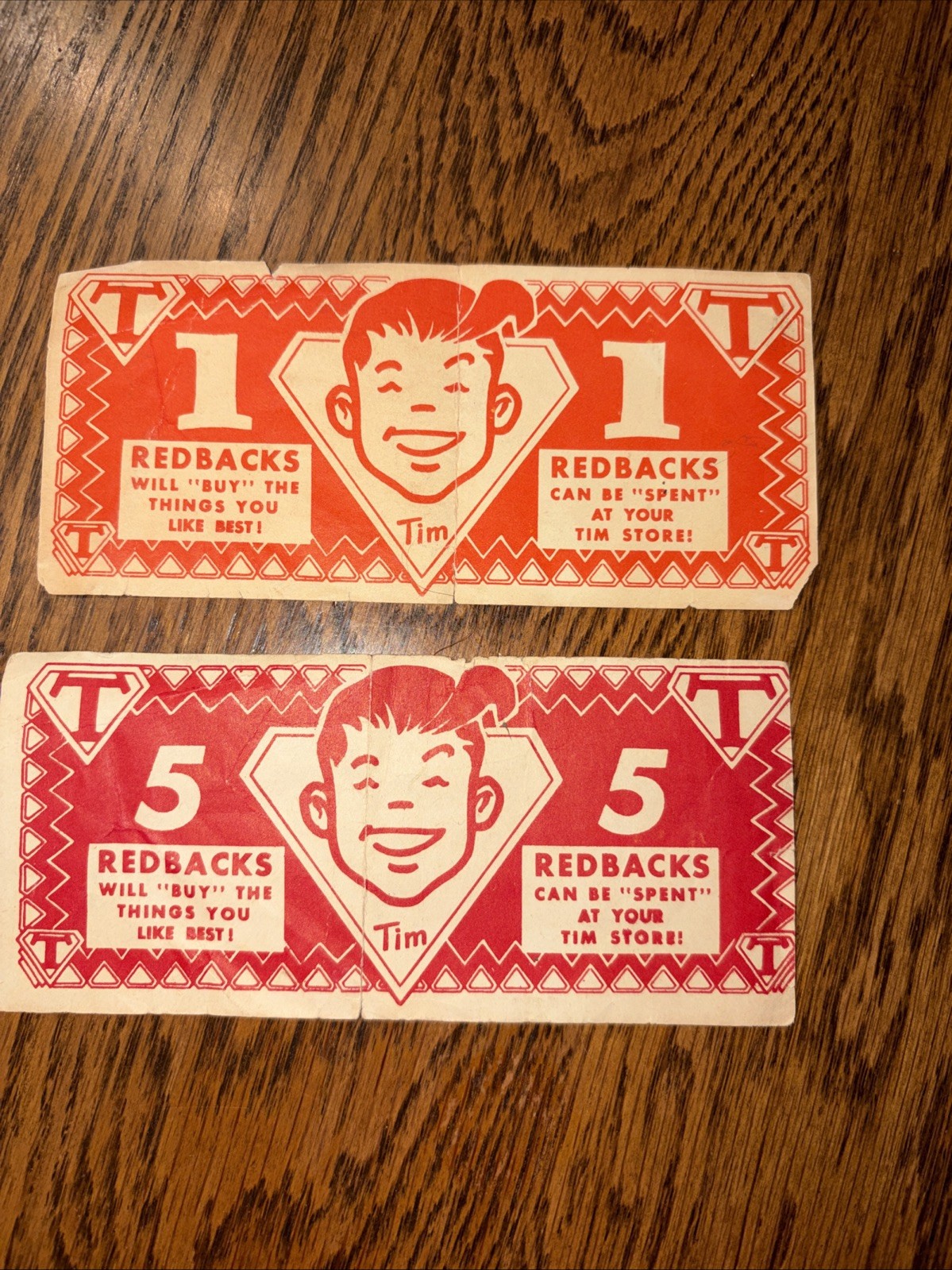 Lot of 2 TIM'S STORE REDBACKS, 1 and 5, 1950s