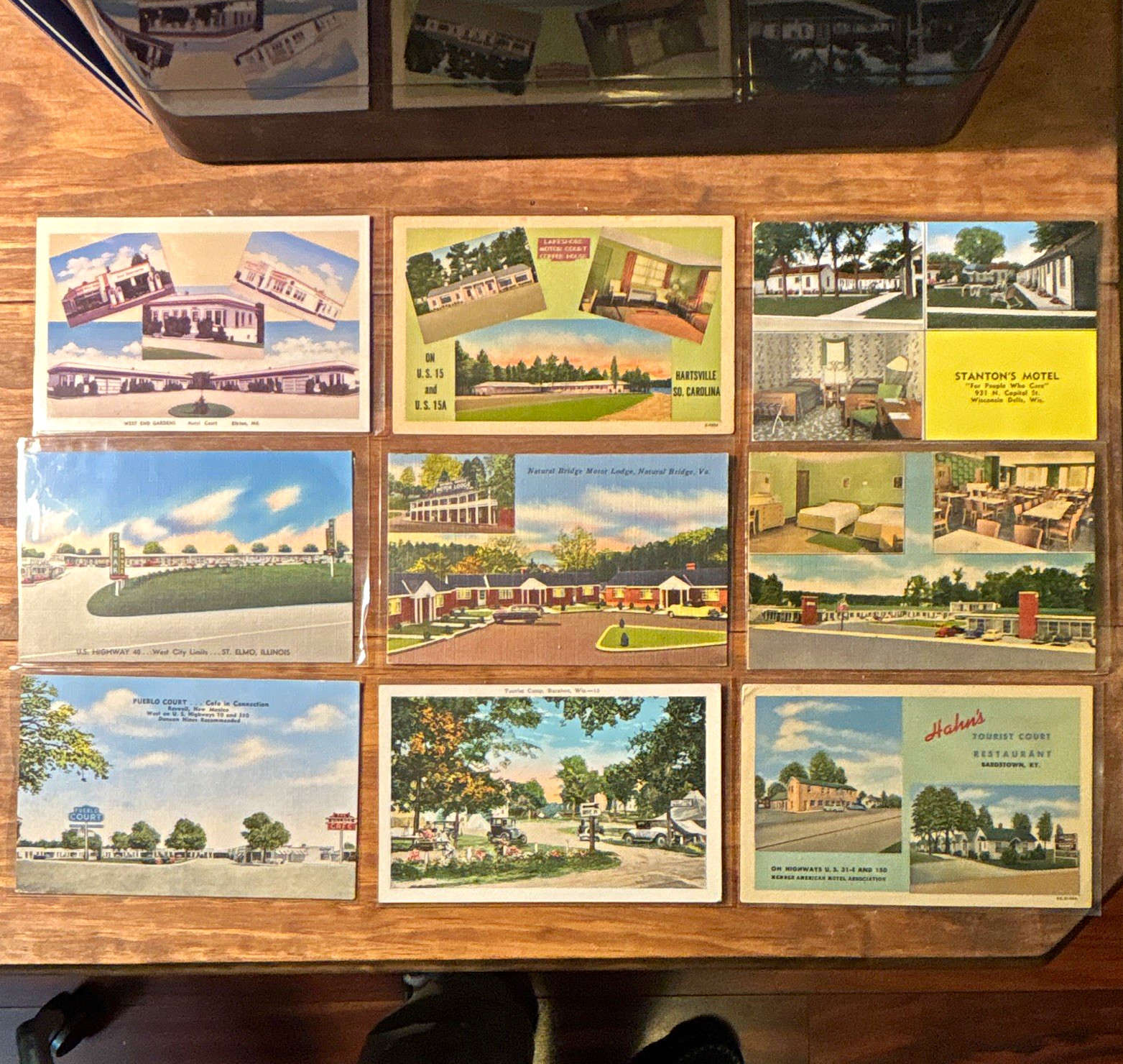 Motel & tourist court Linen Postcards 1930s-1950s. Lot of 9 many multiple views
