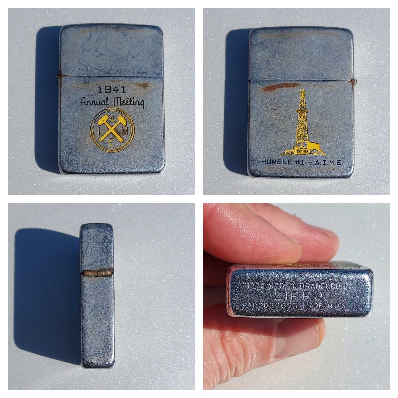 Vtg RARE 1941 ZIPPO Lighter AIME American Mining Petrol Eng 4 Barrel 14 Hole Vtg RARE 1941 ZIPPO Lighter AIME American Mining Petrol Eng 4 Barrel 14 Hole