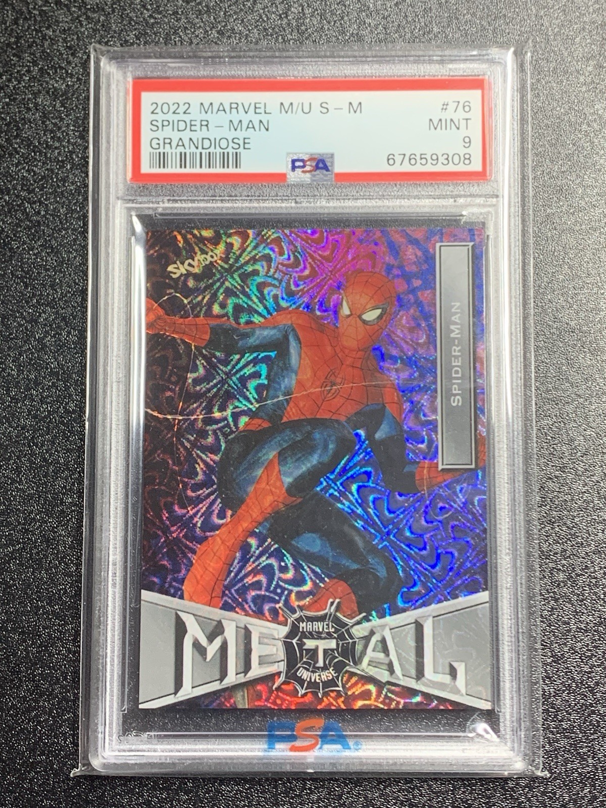 2022 Marvel Metal #76 🔥 Spider Man Grandiose PSA 9 🔥