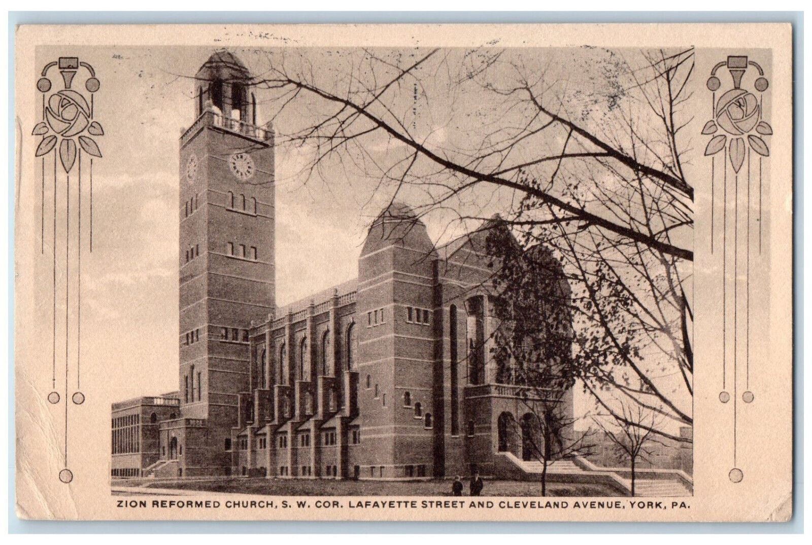 1916 Zion Reformed Church Lafayette Street Cleveland Avenue York PA Postcard 1916 Zion Reformed Church Lafayette Street Cleveland Avenue York PA Postcard