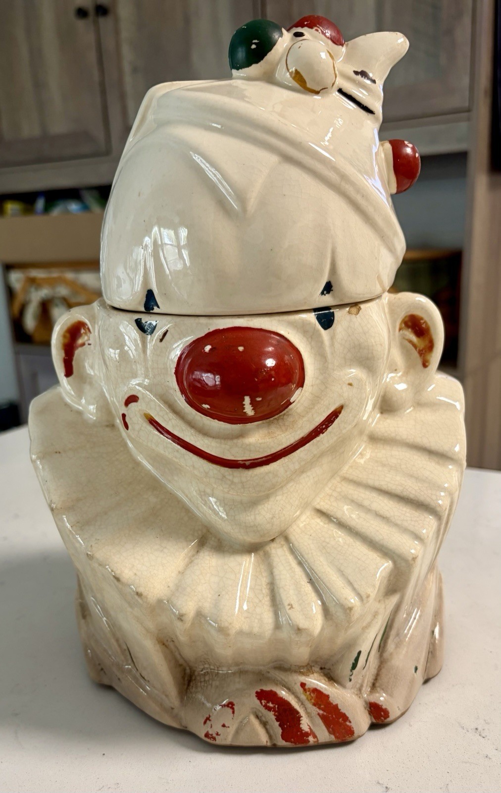 McCoy Pottery Clown Head VTG 1940s Ceramic Cookie Jar w/Original Cold Paint McCoy Pottery Clown Head VTG 1940s Ceramic Cookie Jar w/Original Cold Paint