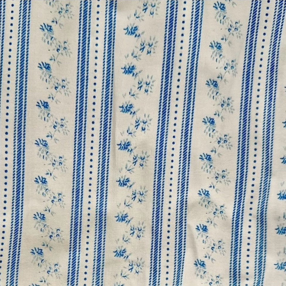VTG Pillow Ticking Fabric Blue Stripe Floral Cotton 4 Yd NOS Bedding HTF Craft VTG Pillow Ticking Fabric Blue Stripe Floral Cotton 4 Yd NOS Bedding HTF Craft
