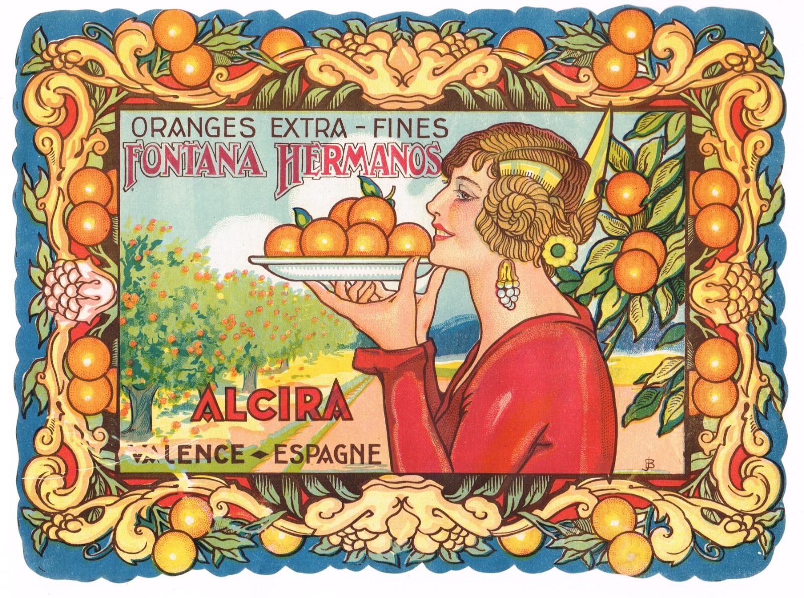 ORIGINAL VINTAGE ORANGE CRATE LABEL SPANISH C1930S SPAIN ART NOUVEAU VALENCIA ORIGINAL VINTAGE ORANGE CRATE LABEL SPANISH C1930S SPAIN ART NOUVEAU VALENCIA