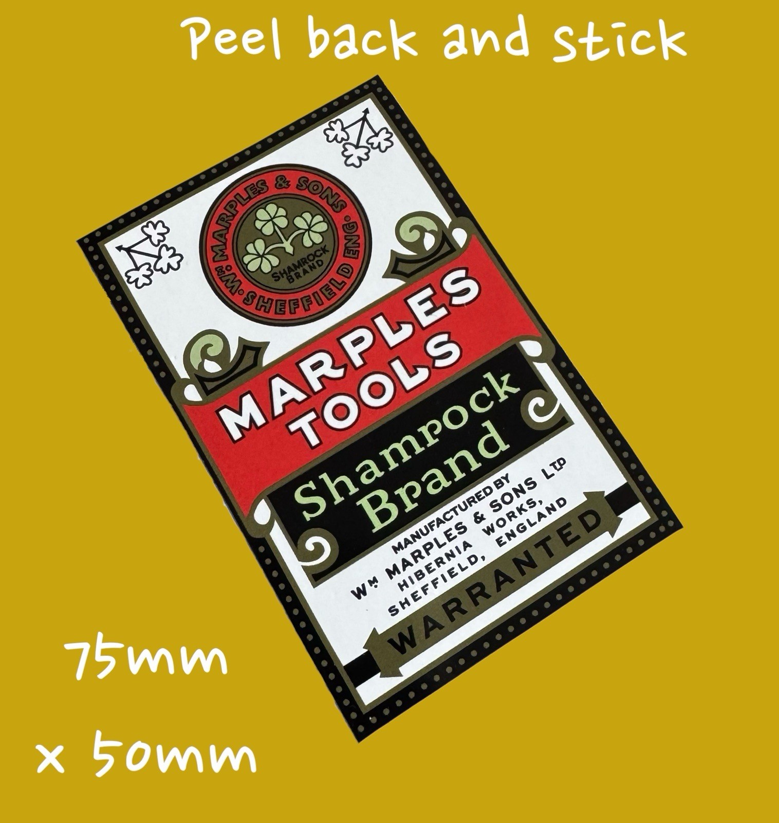 Wm Marples & Sons Ltd Vinyl Sticker Shamrock Decal tools Wood Chisel Tool Box Uk
