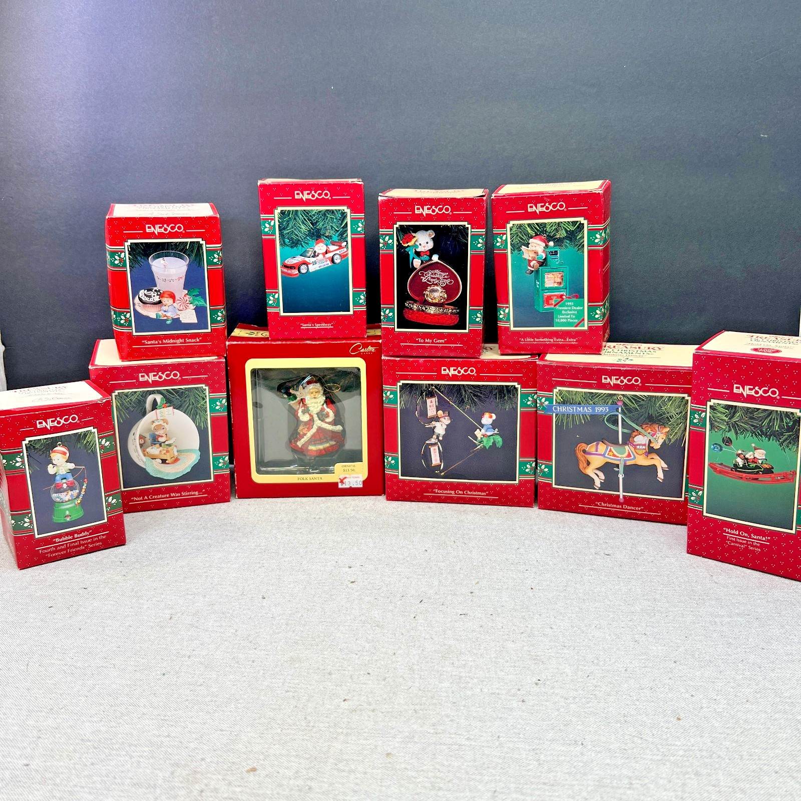Vtg 90's Enesco Treasury of Christmas Mix Ornaments Lot of 10 Orig NEW READ