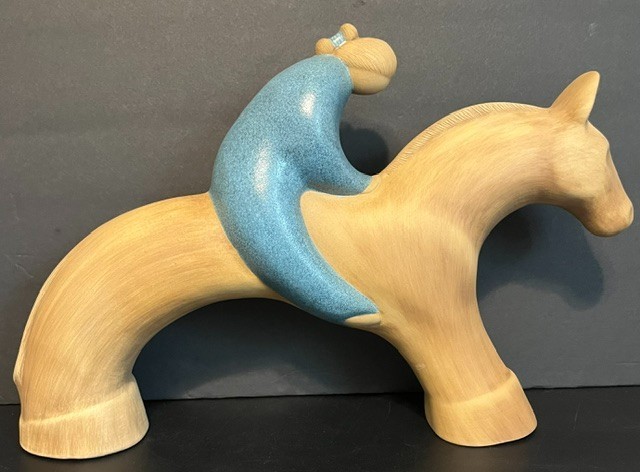 Vintage 1985 Jack Black Navajo Pottery Sculpture Woman on Horse Signed 16 Vintage 1985 Jack Black Navajo Pottery Sculpture Woman on Horse Signed 16
