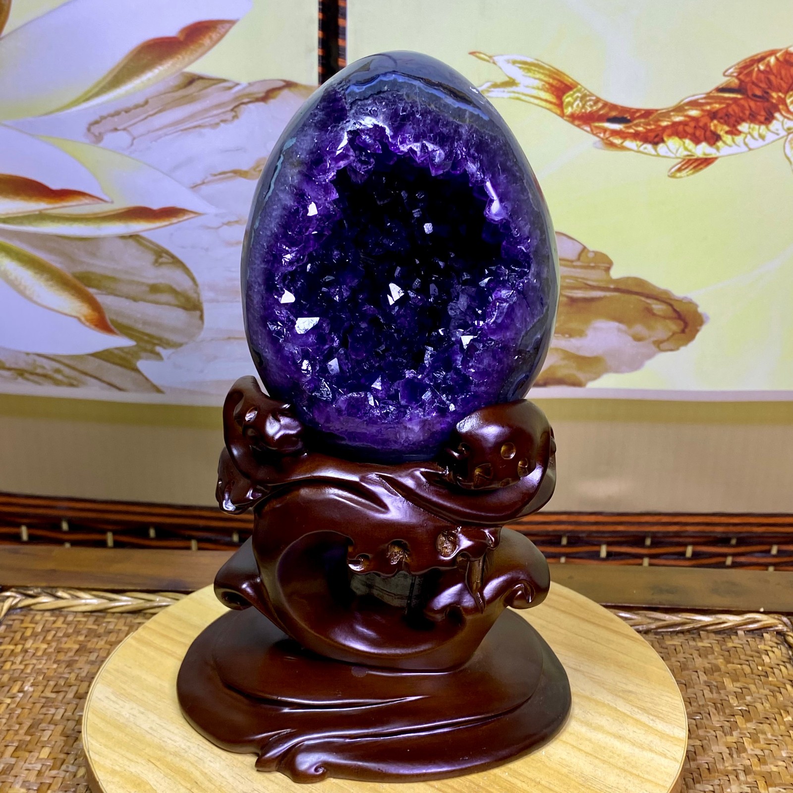 6.37LB High quality Natural Amethyst geode quartz crystal Dinosaur egg healing