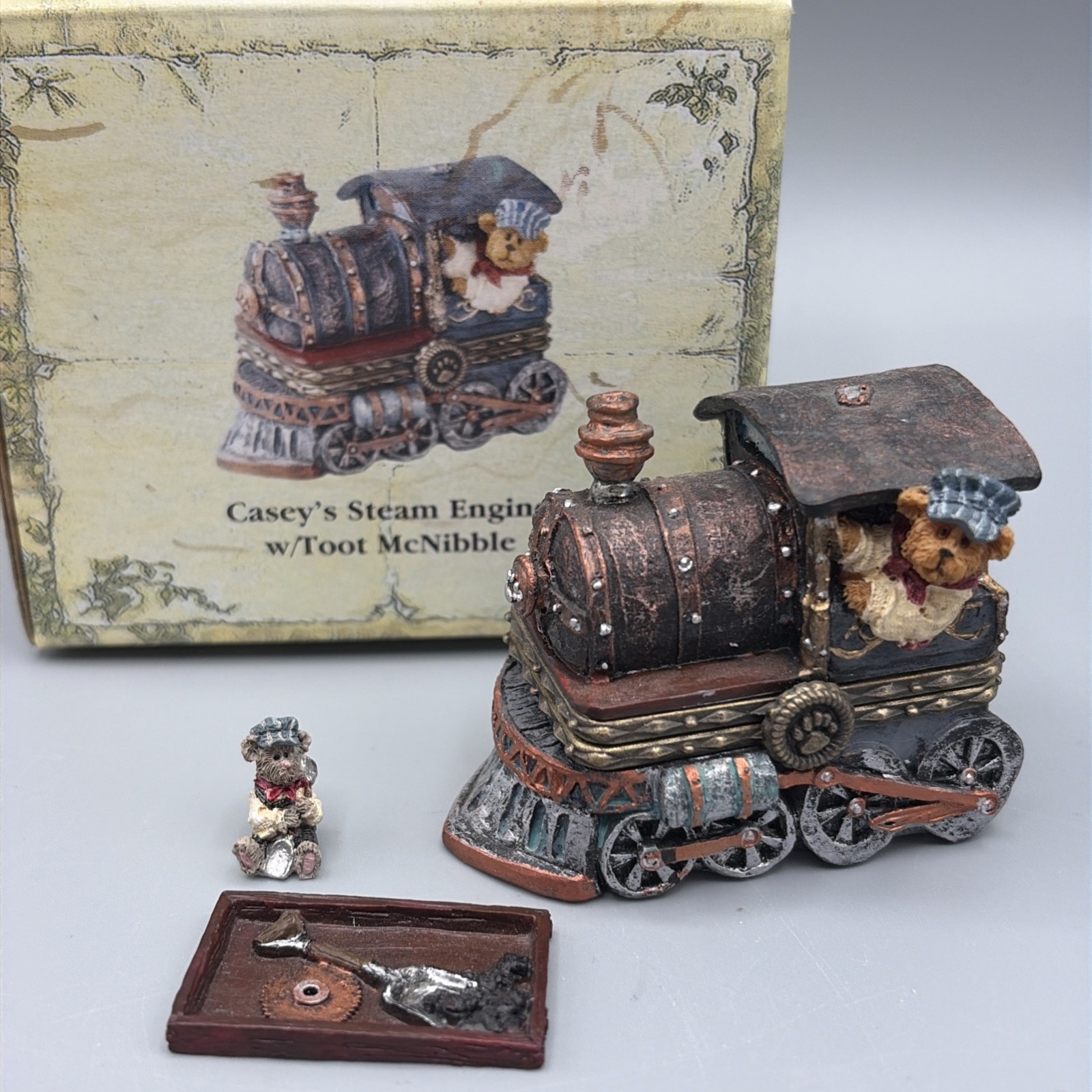 Boyds Bears Treasure Box Casey's Steam Engine w/ Toot McNibble Trinket Box