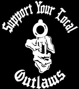 Large sized Support your local Outlaws Biker black & white Motorcycle Bike decal