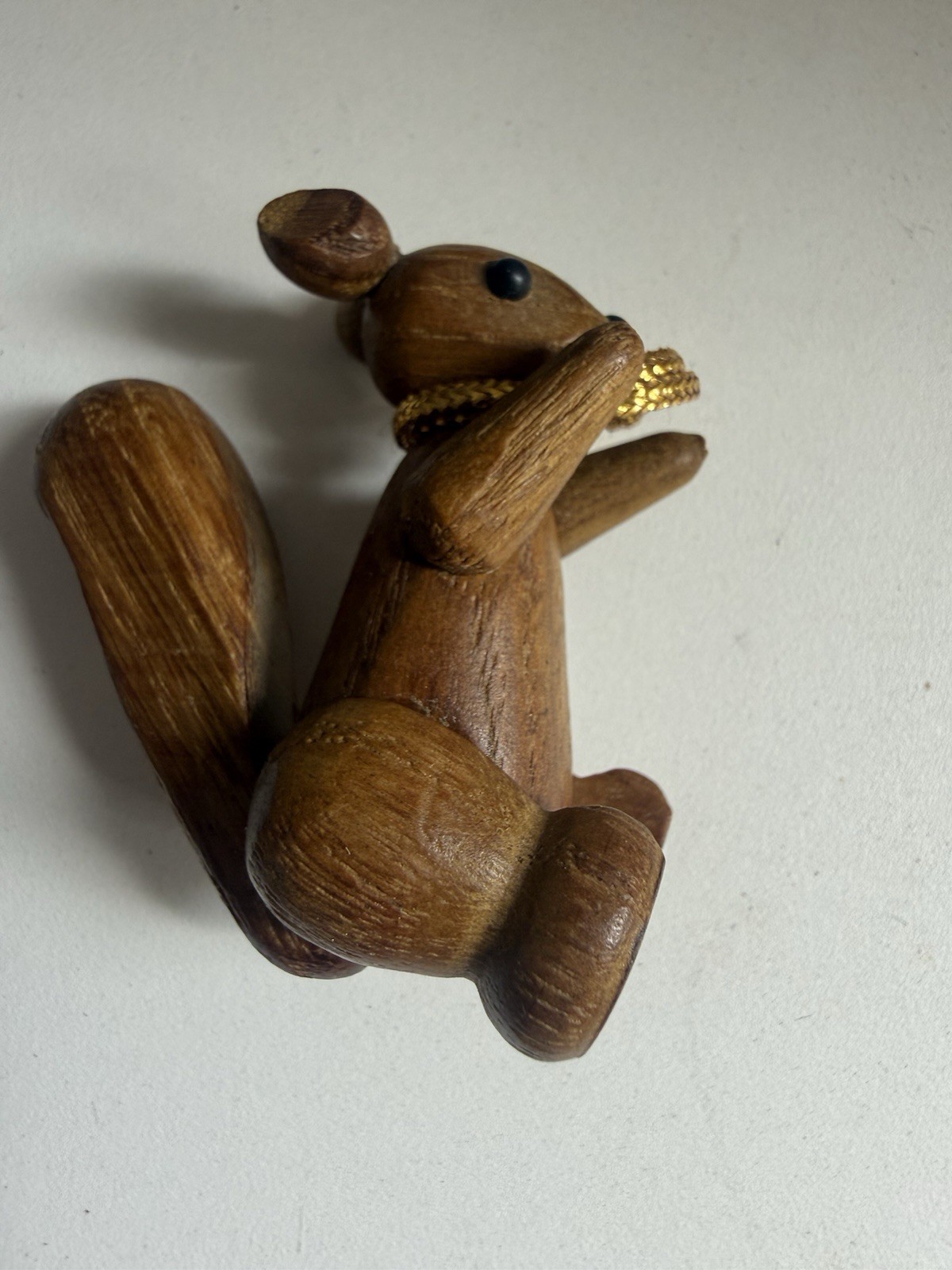 Vintage Zoo-Line Wood Squirrel Articulated Figurine MCM Japan Original Label