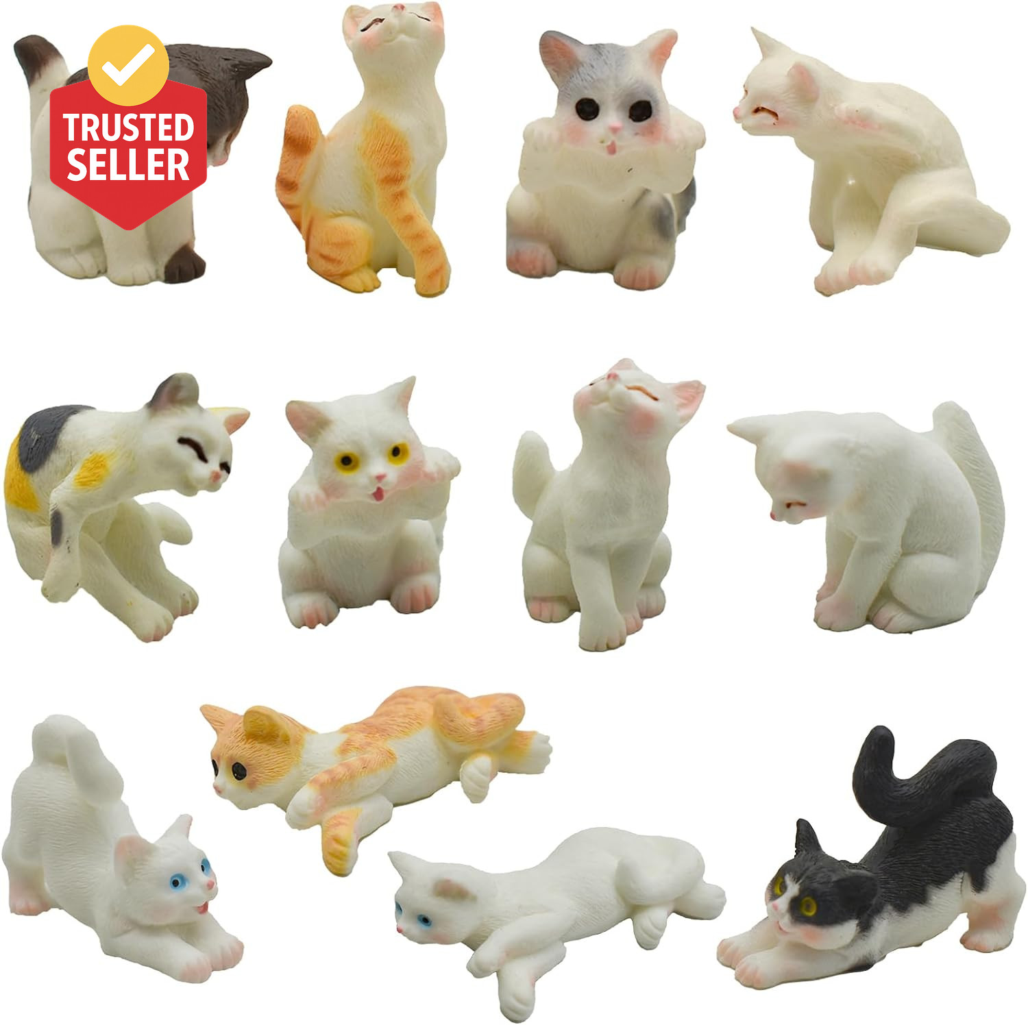 12Pcs Realistic Miniature Cat Figurines Mini Kitty Characters Figures Cute Resin 12Pcs Realistic Miniature Cat Figurines Mini Kitty Characters Figures Cute Resin