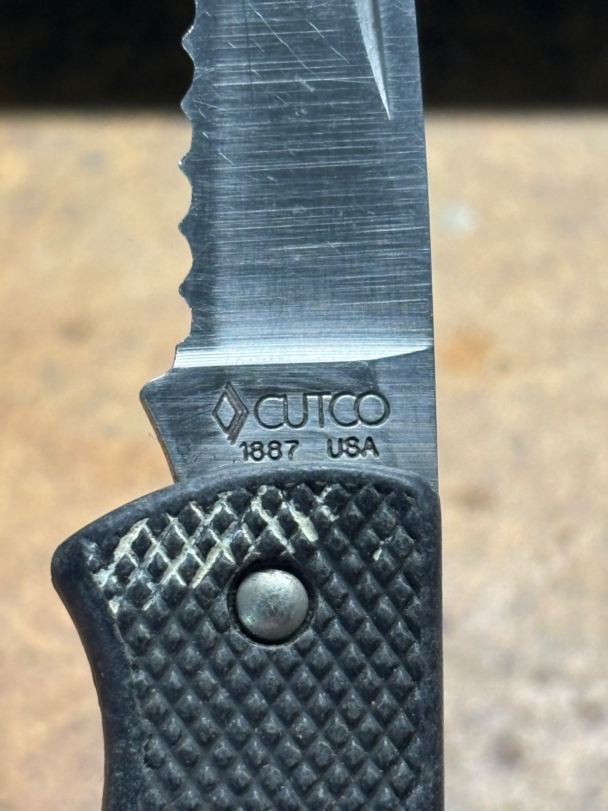 Vintage CUTCO 1887 SERRATED Blade mini Folding Pocket Steak Knife KEY RING CHAIN