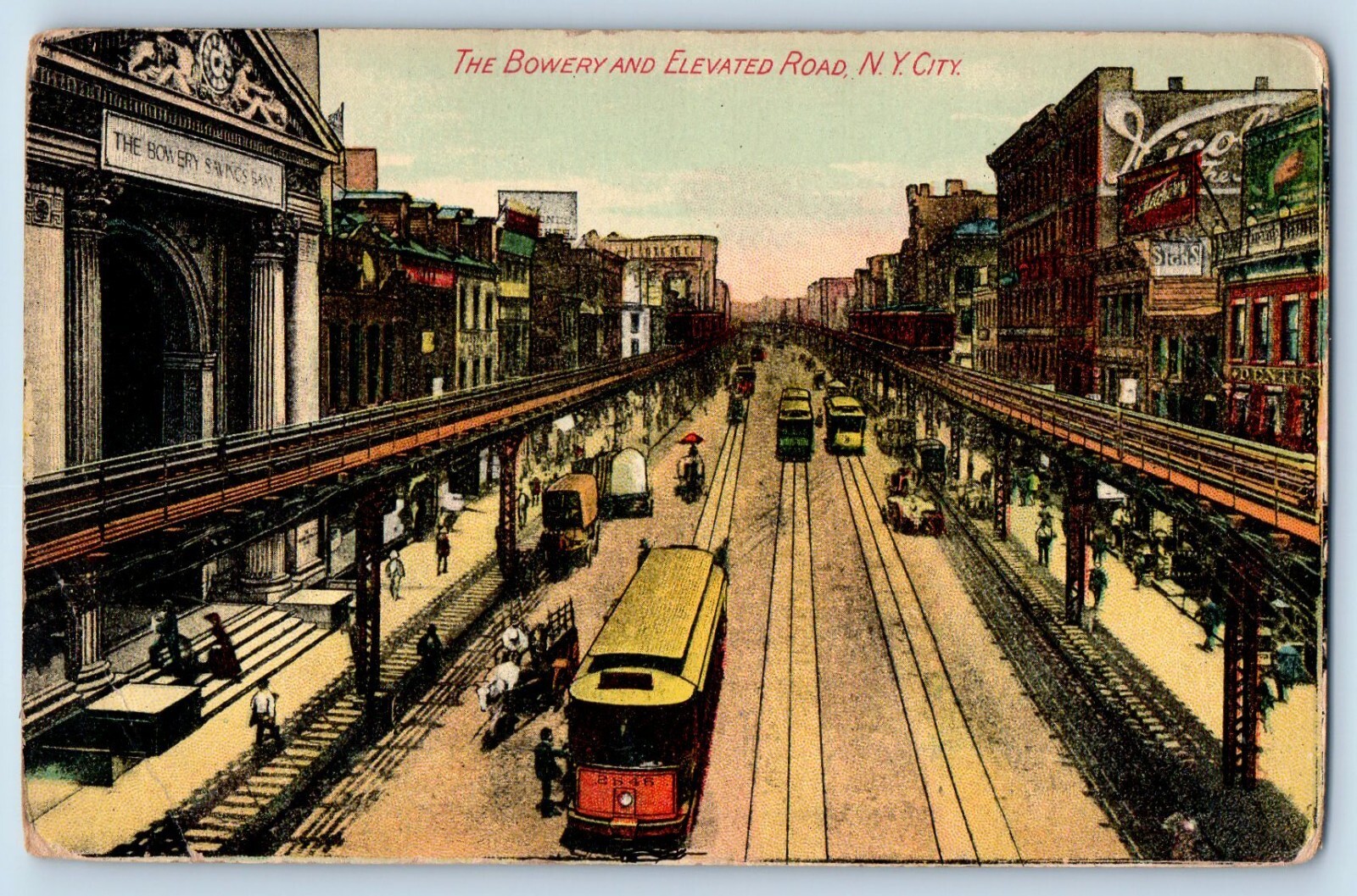New York City NY Postcard Bowery Elevated Road Exterior Rail Road c1910 Vinatage New York City NY Postcard Bowery Elevated Road Exterior Rail Road c1910 Vinatage