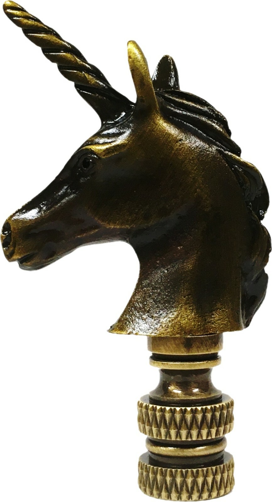 Lamp Finial-UNICORN-Aged Brass Finish, Highly detailed metal casting-FS