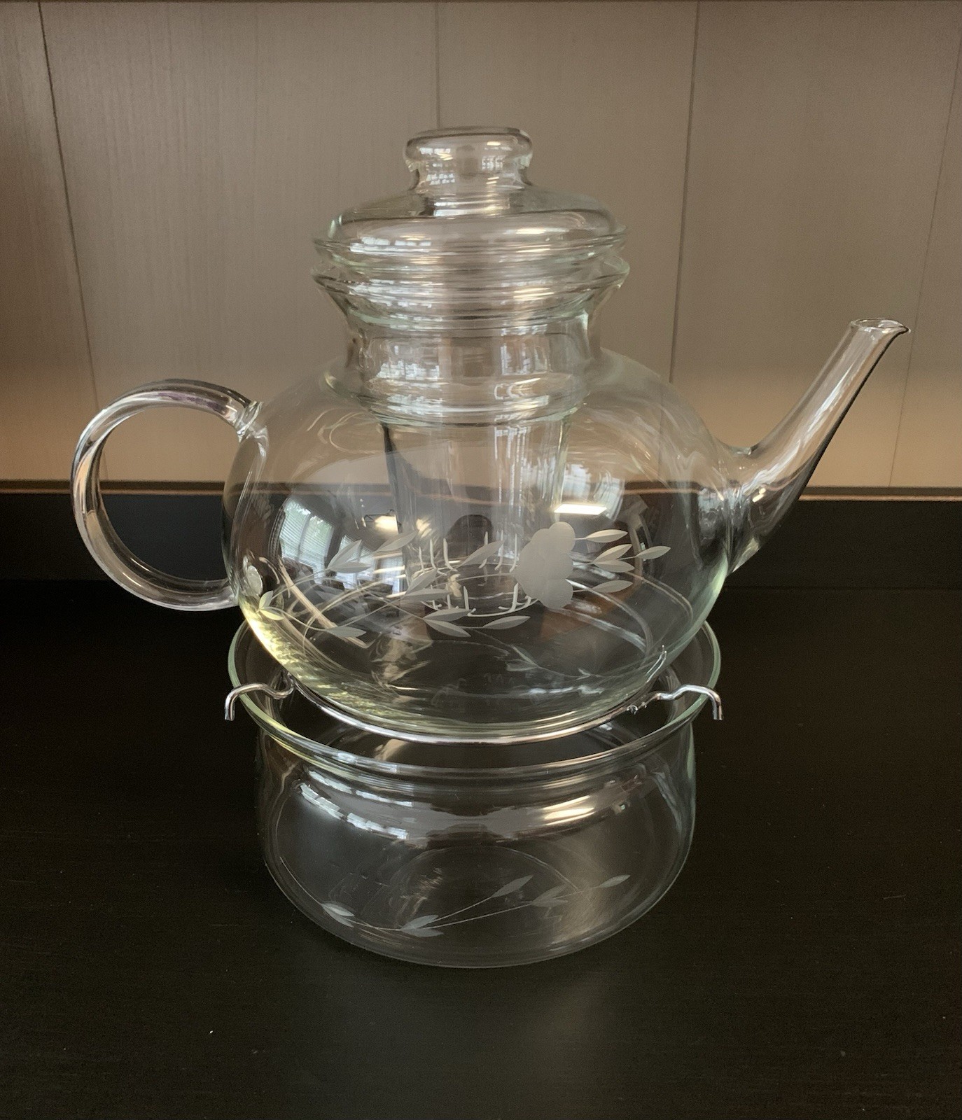 Vintage Princess House 5 Pc Crystal Teapot / Coffee Pot & Warmer Set Vintage Princess House 5 Pc Crystal Teapot / Coffee Pot & Warmer Set
