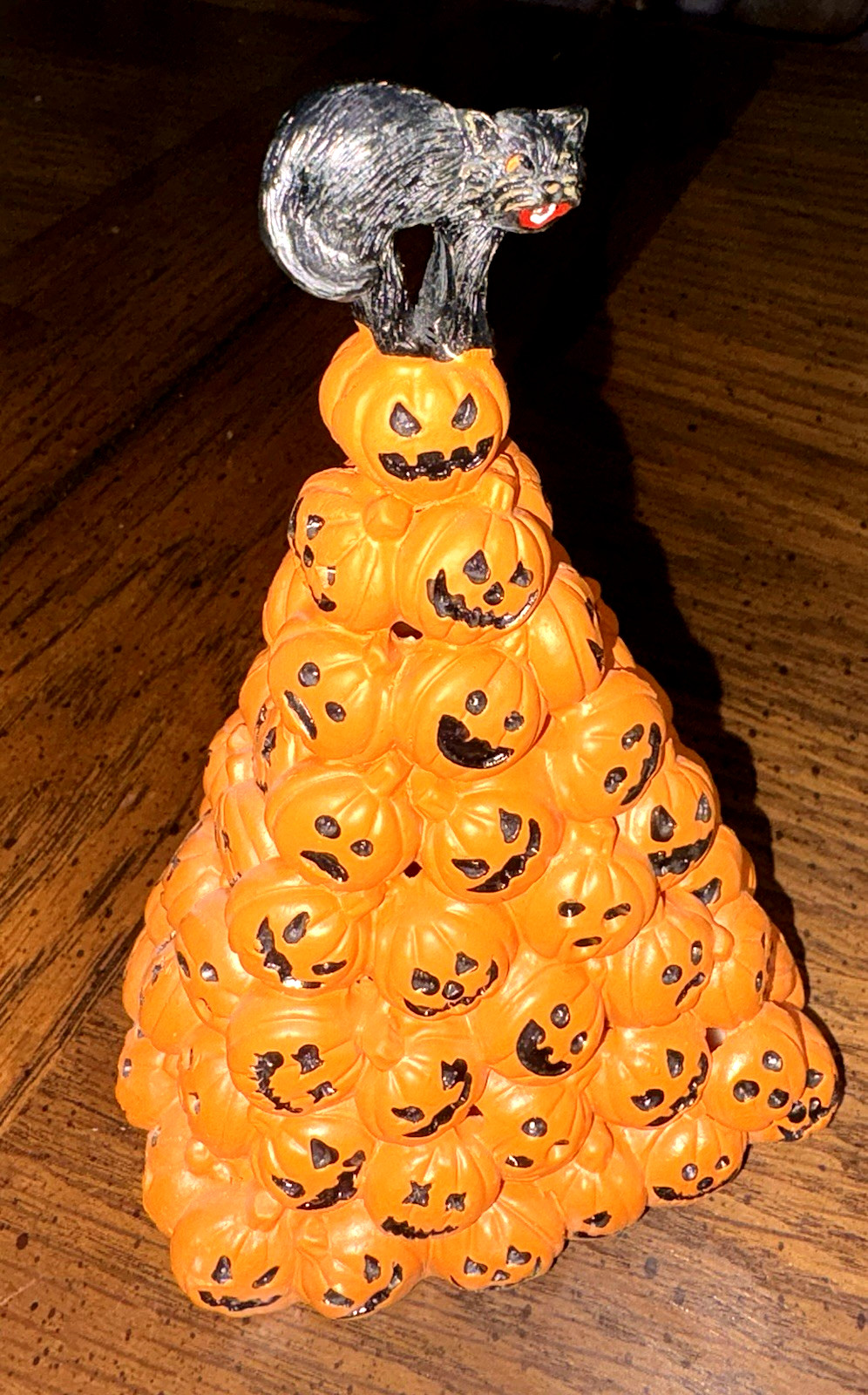 Halloween Morphing Light Up Stacked PUMPKINS Black Cat  Video in listing spooky