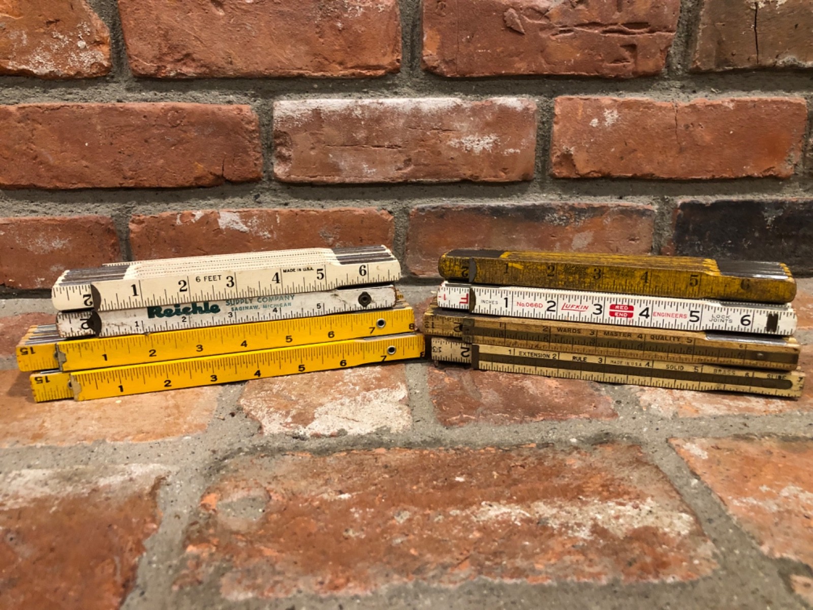 Vintage Folding Ruler Lot of 8 Lufkin Wards Champion Brass Extension Vintage Folding Ruler Lot of 8 Lufkin Wards Champion Brass Extension
