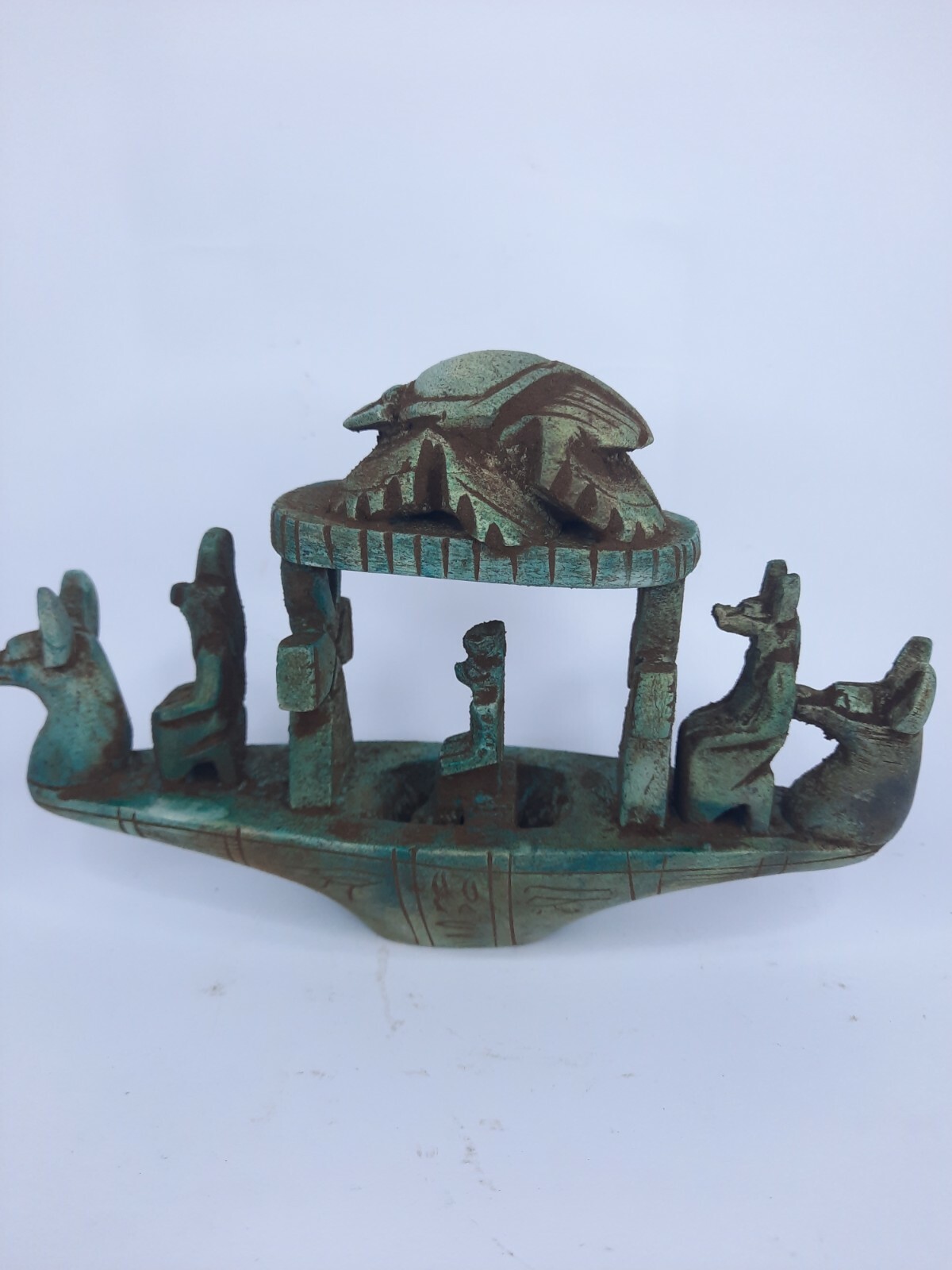 UNIQUE ANTIQUE ANCIENT EGYPTIAN Scarab Falcon Horus God Anubis Boat Flight Tour