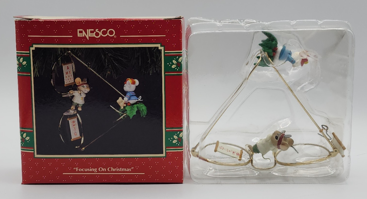 Enesco Treasury of Christmas Focusing On Christmas Ornament 590983 READ BLUE