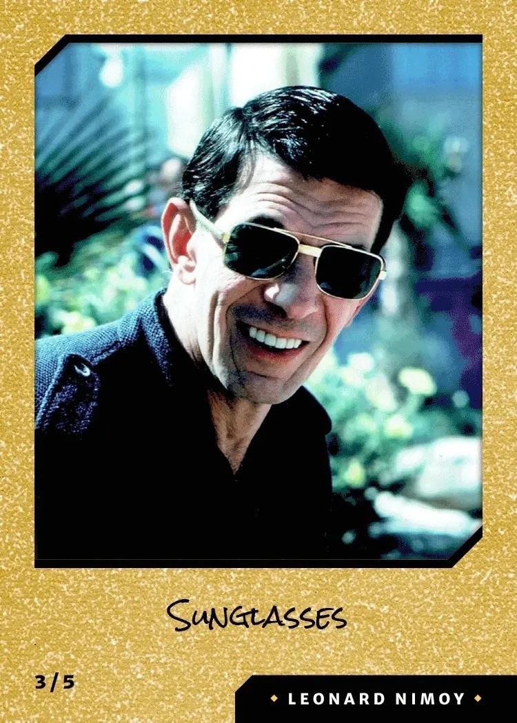 RARE Leonard Nimoy GOLDEN Sunglasses Digital NFT Card Mint 4 of 6 WAX Series 1