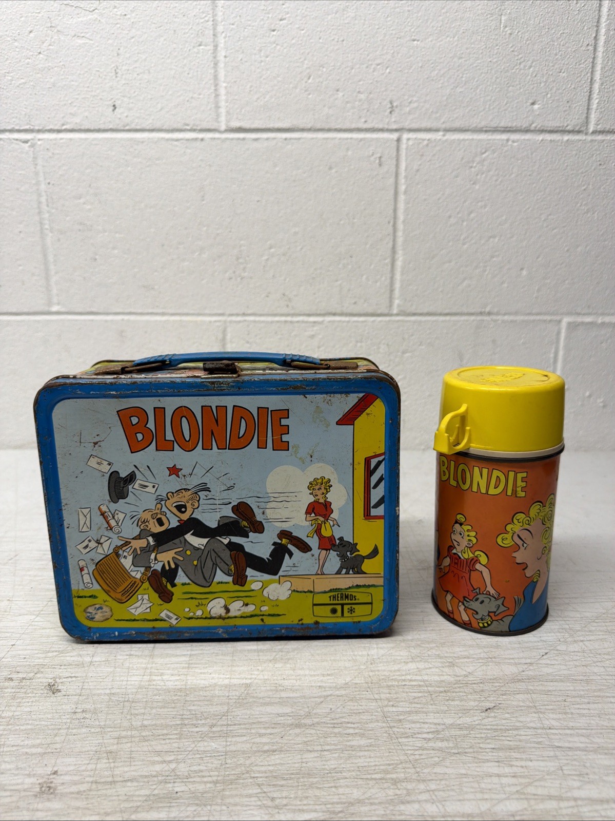 Vintage 1969 Blondie & Dagwood Metal Lunchbox With Thermos