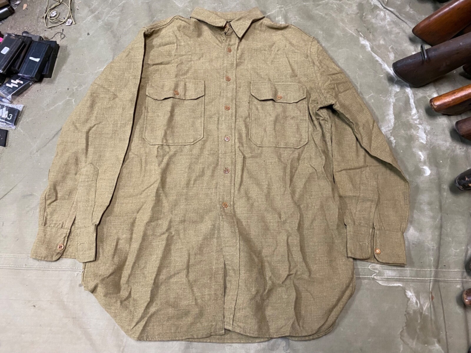 ORIGINAL WWII US ARMY M1937 M37 WOOL COMBAT FIELD SHIRT- LARGE 44R ORIGINAL WWII US ARMY M1937 M37 WOOL COMBAT FIELD SHIRT- LARGE 44R