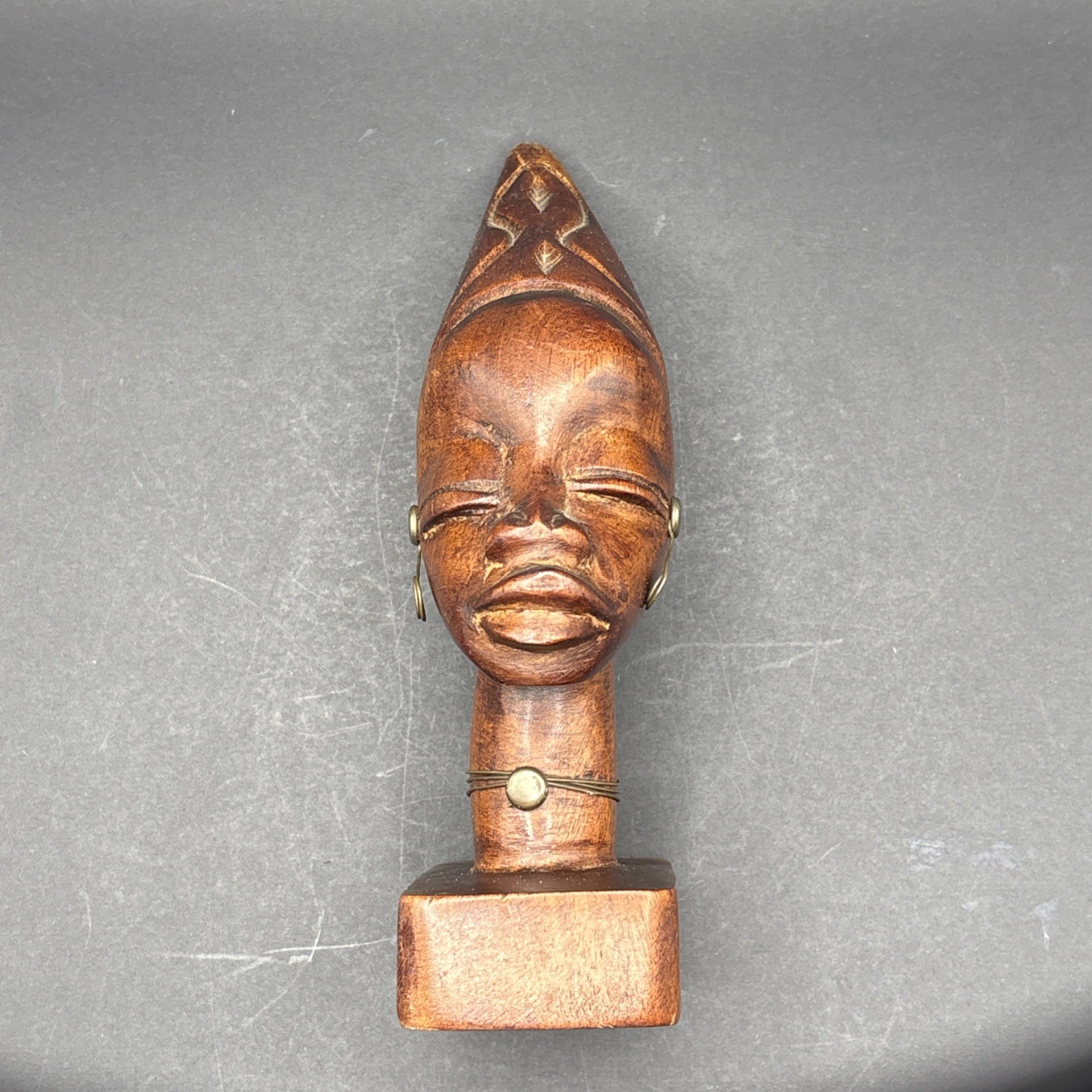Vintage MCM Pantalcraft Hand-Carved Mahogany Bust Made in Haiti