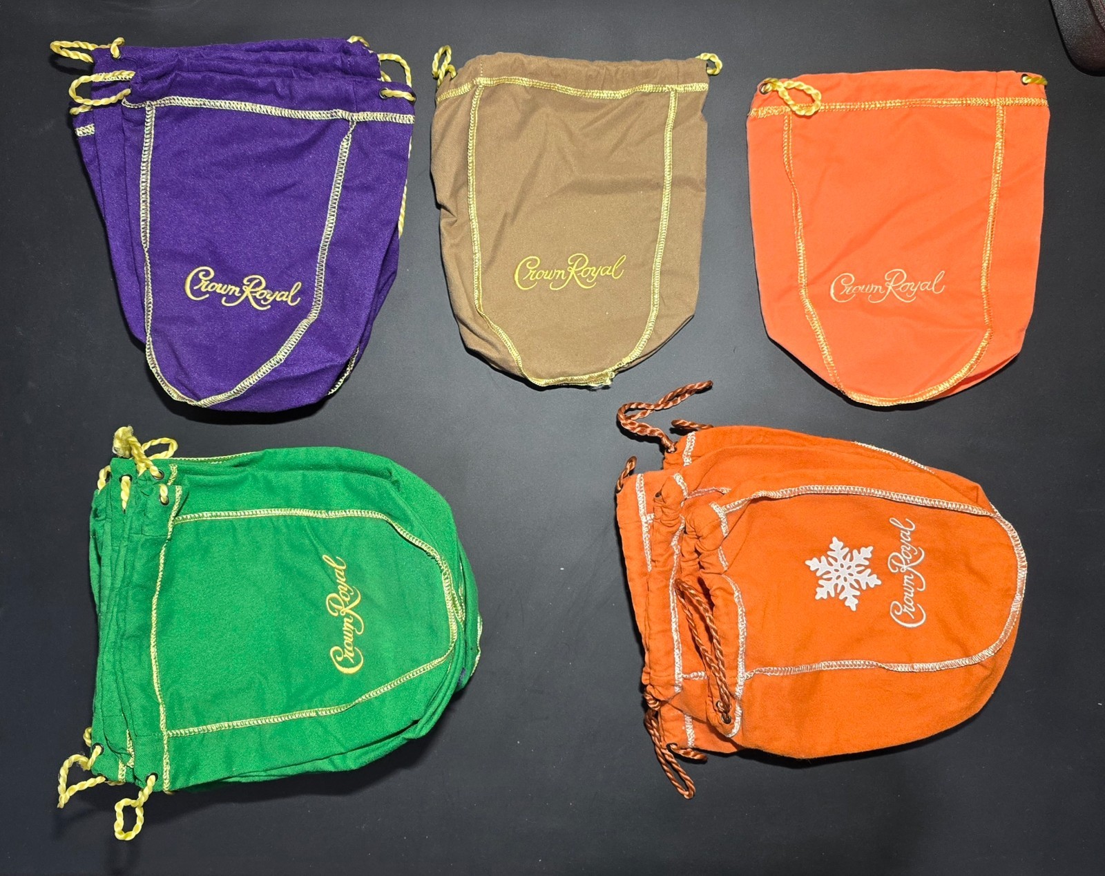 26 Crown Royal Bags 2nd Photo Shows Qty of Each Color