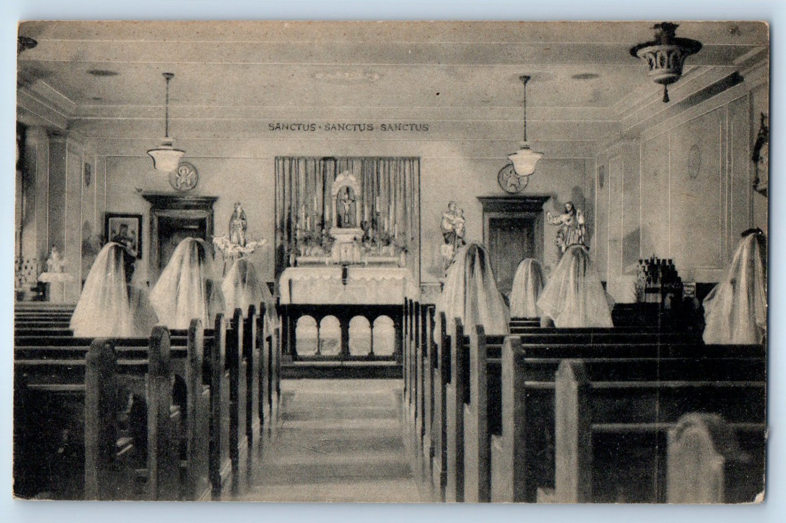 1940 Ashland Pennsylvania Postcard Chapel Immaculate Heart Academy Interior View