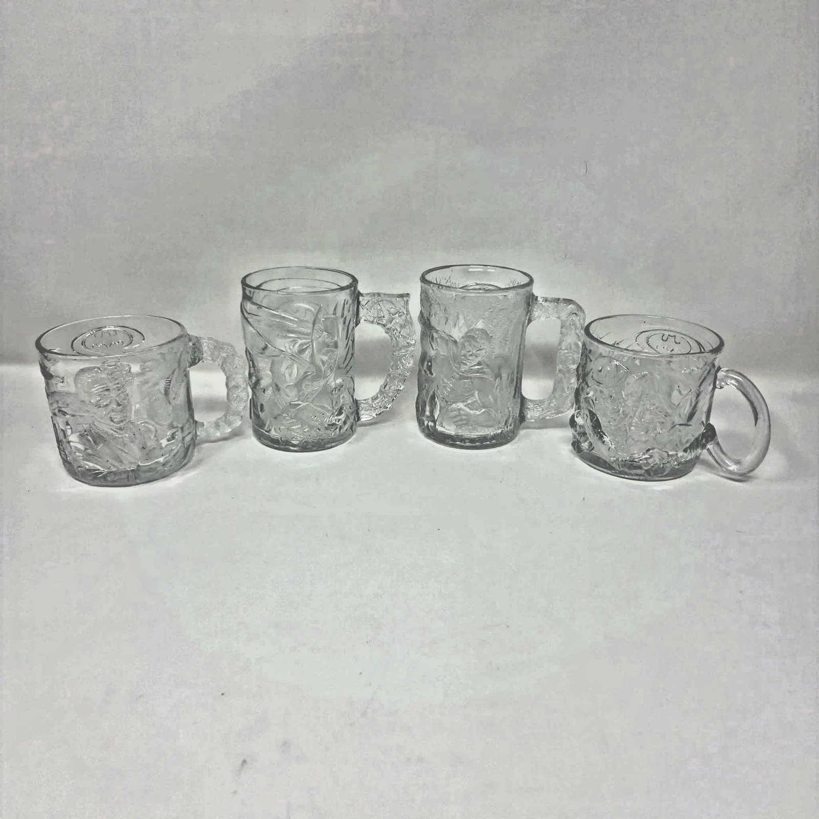 1995 McDonalds Batman Forever Vintage Embossed Glass Mug Set of 4 Complete 1995 McDonalds Batman Forever Vintage Embossed Glass Mug Set of 4 Complete