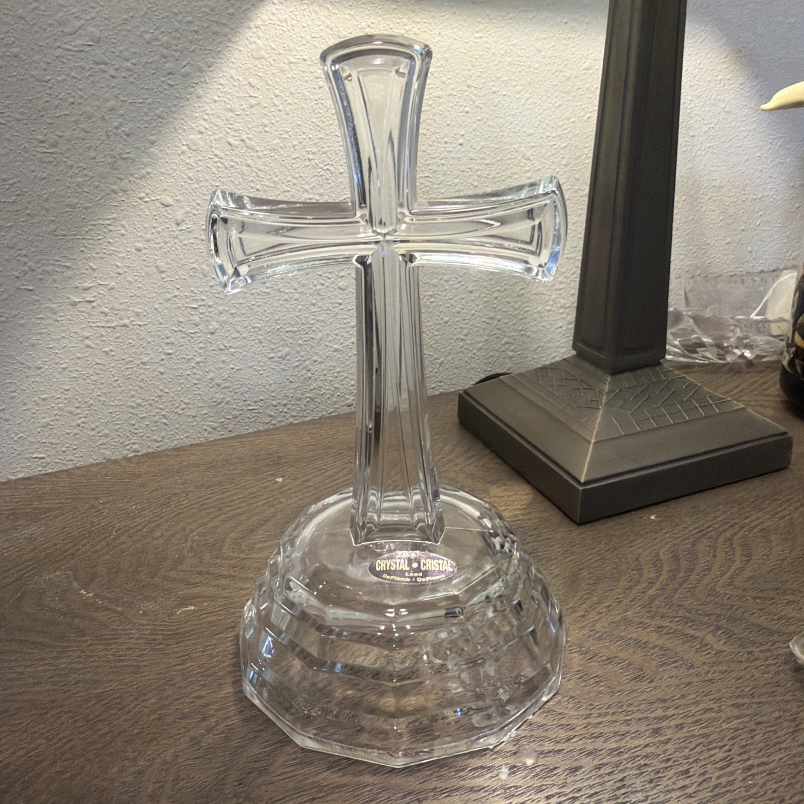 Vintage Deplomb Lead Crystal Clear Table Top Christian Cross Made In USA 7 inch Vintage Deplomb Lead Crystal Clear Table Top Christian Cross Made In USA 7 inch